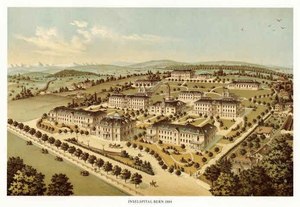The ‘Inselspital’ (University Hospital of Bern) at Kreuzmatte, Berne 1884. Source: Staatsarchiv des Kantons Bern, Insel II 1471.