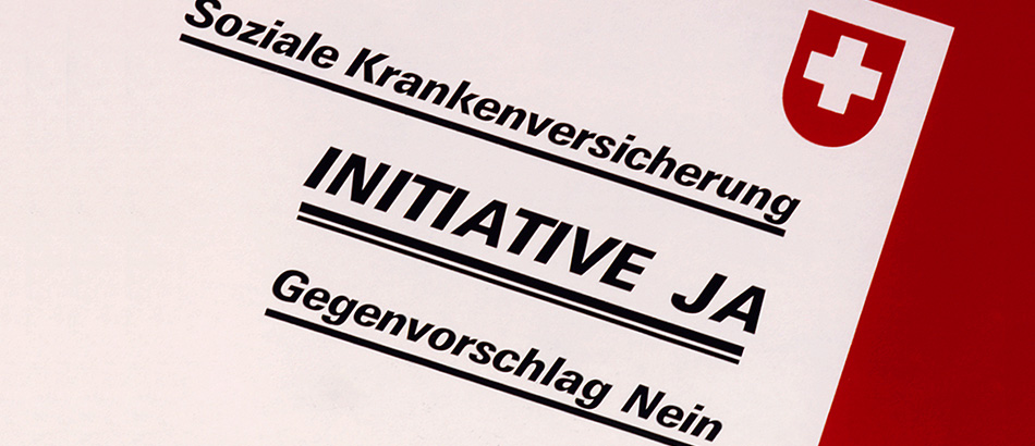 Poster for the December 8th 1974 vote on health insurance, Sozialarchiv, Zurich.