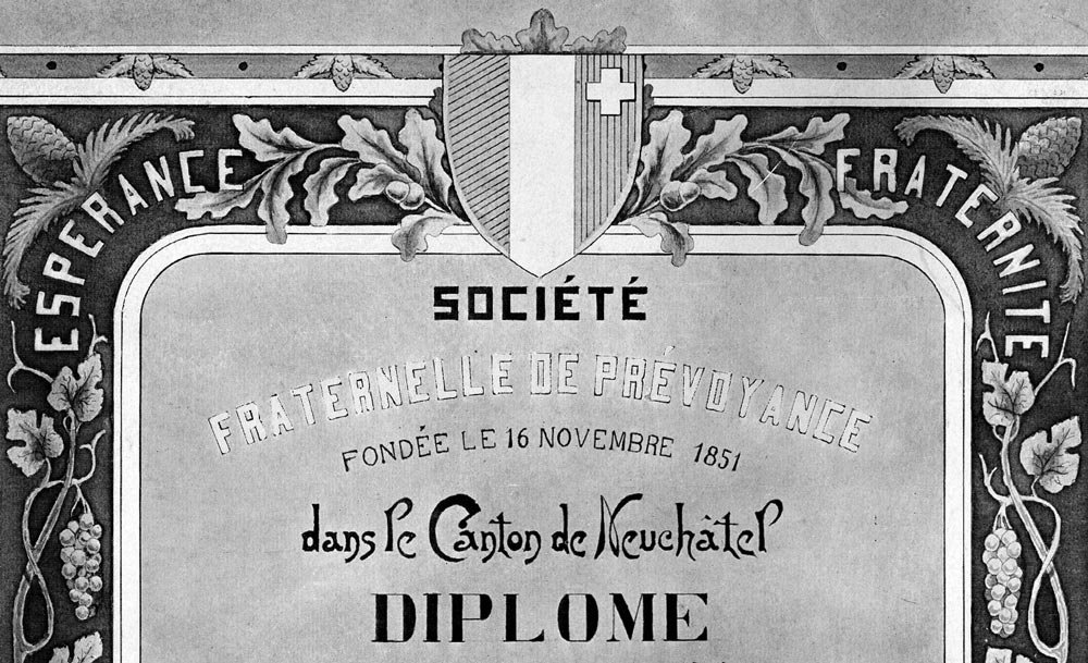 Certificat Société fraternelle de prévoyance, Neuchâtel, Late 19th century. Source: private property.
