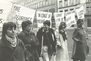 Ruth Dreifuss at a demonstration for maternity leave. Source: Fischli, Dreifuss ist unser Name, Zürich 2002.