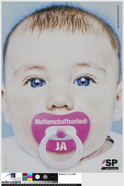 Poster by the Social Democratic Party (SP) for the vote of 26 September 2004. Swiss Social Archives, Zurich, reference: F Pc-0287.